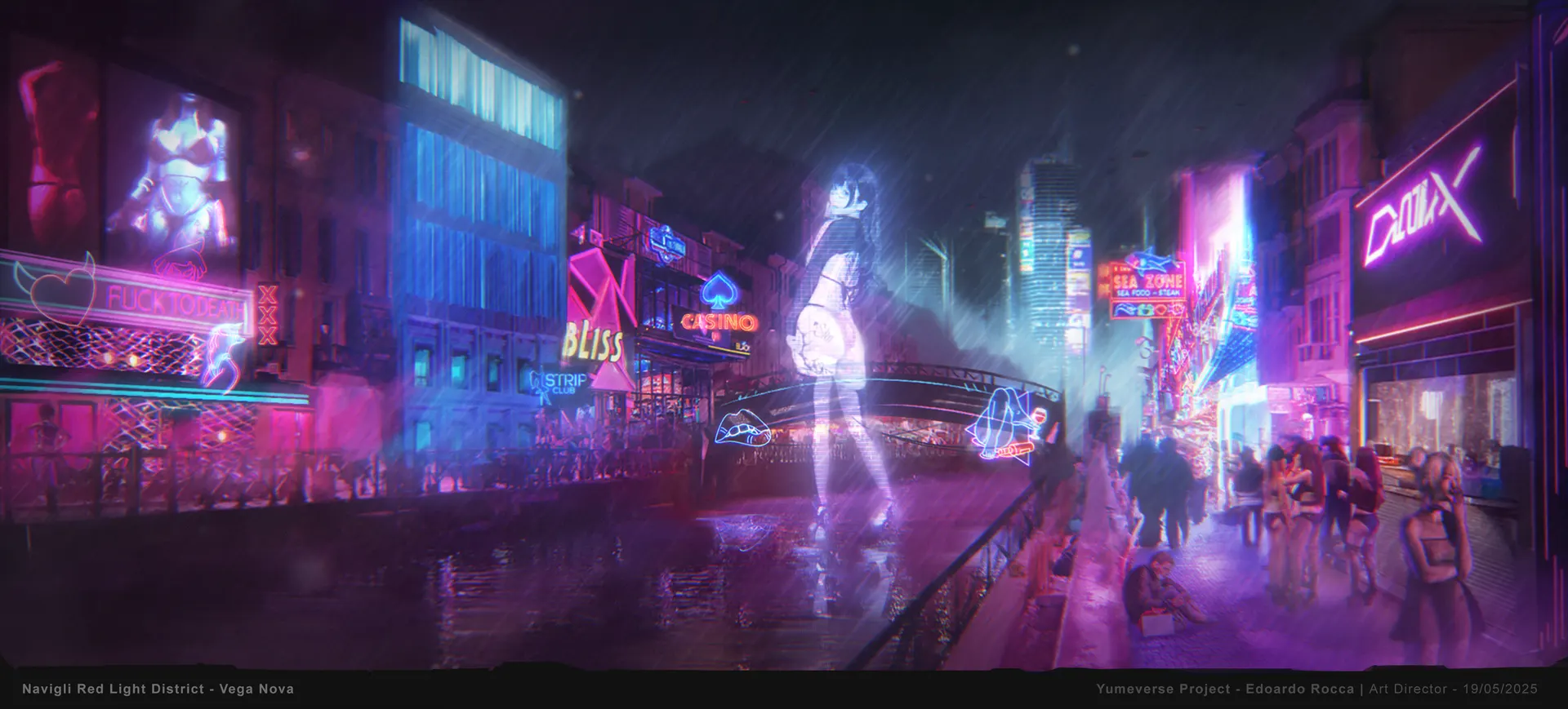 Concept art E-Life: Milano quartiere luci rosse